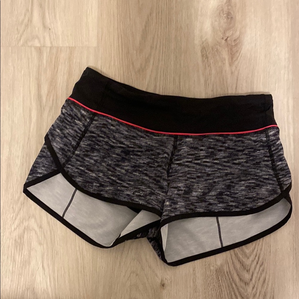 Lululemon Athletica Black and Gray Athletic Shorts with Elastic Waistband
